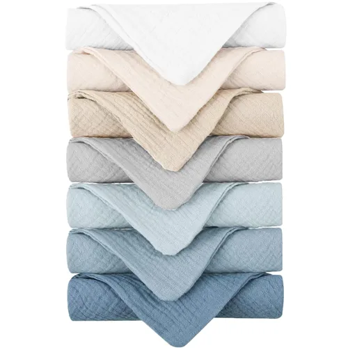 Konssy Toallitas de muselina para bebé, paquete de 7, toallitas de baño de 100% algodón para bebé, toallitas suaves y absorbentes y paños para