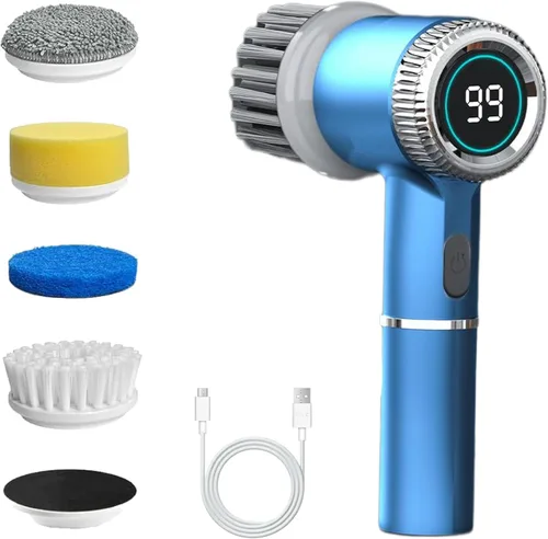 Cepillo eléctrico para baño – Limpiador giratorio recargable para bañera, ducha y azulejos, de mano y fácil de usar.