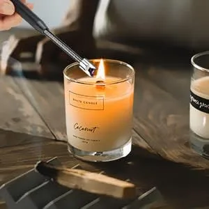 Vista 7 de Paquete de 3 encendedores de velas, encendedor de arco con carga USB, a prueba de viento, pantalla de batería LED, interruptor de seguridad, gira
