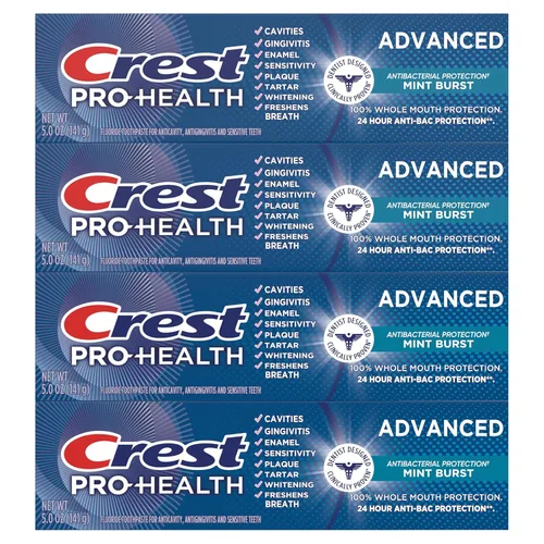 Vista 6 de Crest Pro-Health Pasta dental con protección antibacteriana avanzada - Paquete de 4, tubos de 5 onzas