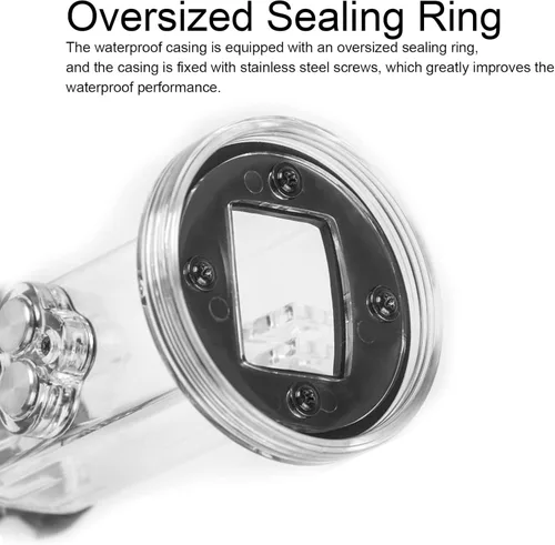 Vista 8 de Sanpyl Carcasa para Osmo Pocket, 196.9 ft Subacuático Buceo Caso, Altamente Transparente Acrílico, Acero Inoxidable, para Surf, Buceo, Natación