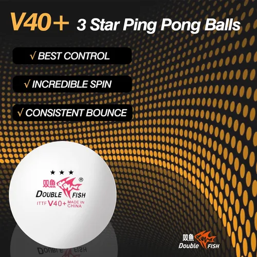 Vista 3 de DOUBLE FISH Pelotas de ping pong – Pelotas de tenis de mesa de 3 estrellas blancas y naranjas – Pelotas de alto rendimiento V40+ ABS Pelota