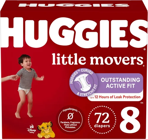 Vista 25 de Pañales Huggies tamaño 3, Little Movers para bebés, talla 3 (16-28 libras), 25 unidades, el empaque puede variar