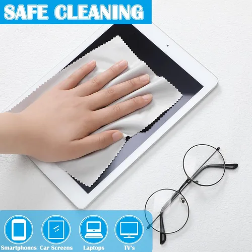 Vista 5 de Fabbay 200 paños de limpieza de microfibra para lentes, paños de microfibra de pantalla de 7 x 6 pulgadas, toallitas para lentes para lentes, Negro