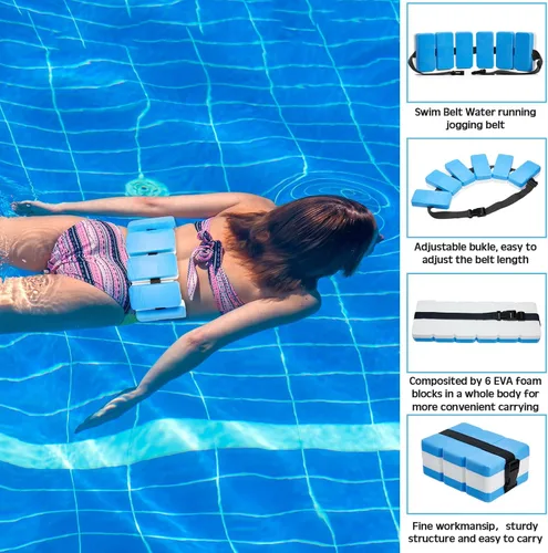 Vista 3 de Juego de 5 ejercicios acuáticos para piscina, incluye 2 mancuernas ligeras de agua, 2 pesas de natación de tobillo y cinturón de natación