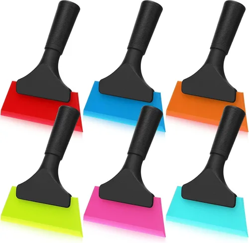 6 piezas de escobilla de silicona para limpieza de ventana de 5 pulgadas con mango antideslizante, herramientas de tintado de ventana para