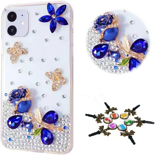 Vista 13 de STENES Sparkle - Funda para teléfono compatible con Samsung Galaxy Z Flip 2 5G - Elegante - Funda 3D hecha a mano para parejas, ciervos, mariposas