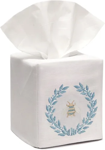 Vista 18 de Jacaranda Living Cubierta cuadrada de la caja de pañuelos, soporte de tela de lino/algodón, cubierta decorativa del cubo del tejido del paño