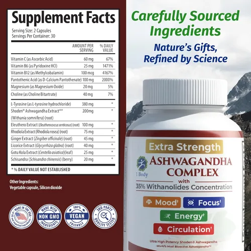 Vista 5 de Adrenal Support – Suplemento controlador de cortisol - Vegetariano