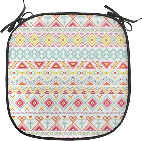 Vista 68 de Ambesonne Grunge Chair Seating Cushion, Retro Striped Background Pineapple Vintage Hippie Graphic, Anti-Slip Seat Padding for Kitchen & Patio