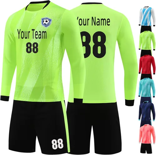 Jersey de portero de fútbol personalizado para jóvenes y adultos, conjunto de uniforme de portero para hombres y mujeres Verde
