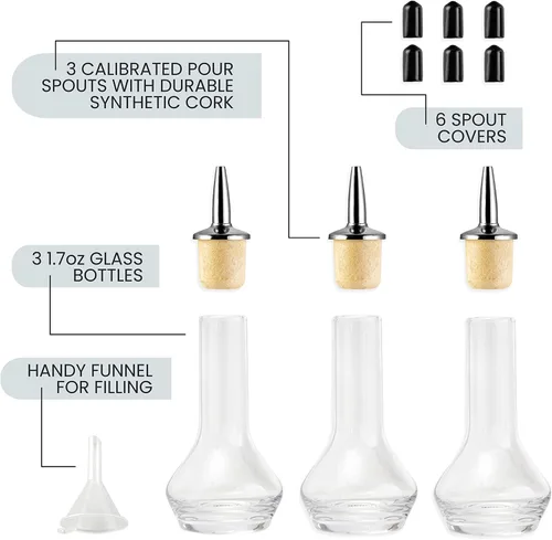 Vista 3 de A Bar Above Botella de Bitter, Diseño Clásico, Botellas de Vidrio Pequeñas, para Añadir Bitters a Cócteles, con Pico Vertedor de Acero Inoxidable