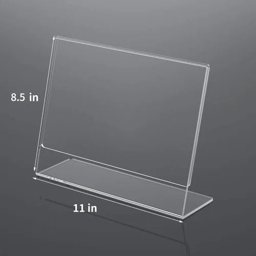 Vista 3 de NIUBEE Soporte acrílico para letreros de 8.5 x 11 pulgadas, paquete de 3 marcos de papel transparente con parte trasera inclinada, soporte