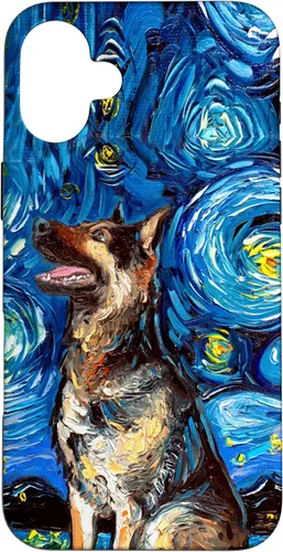 Vista 23 de German Shepherd Starry Night Dog Art by Aja Trier Case for iPhone 17