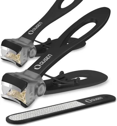 Cortaúñas con atrapador, cortaúñas gruesas con apertura de mandíbula ancha antisalpicaduras para personas mayores, cortador de uñas autocolectable,