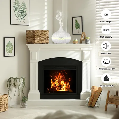 Vista 5 de Difusores de aceite esencial y juego de aceites esenciales, difusor de aromaterapia para el hogar con 10 aceites esenciales 100% naturales, difusor