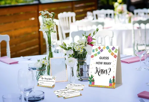 Vista 3 de Juego de despedida de soltera con texto en inglés «How Many Kisses», decoraciones de despedida de soltera, juegos populares de despedida de soltera