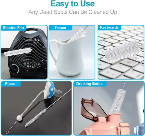 Vista 5 de Cepillo de paja mejorado de 10 pulgadas de largo, cepillos de limpieza de botellas, juego de cepillos de limpieza de tubos, kit de limpieza