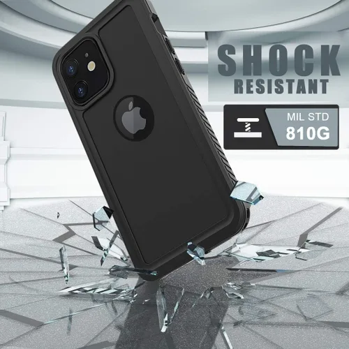 Vista 4 de Diverbox - Funda impermeable para iPhone 12, resistente al agua, a prueba de golpes, a prueba de polvo, IP68 de cuerpo entero, protector de pantalla