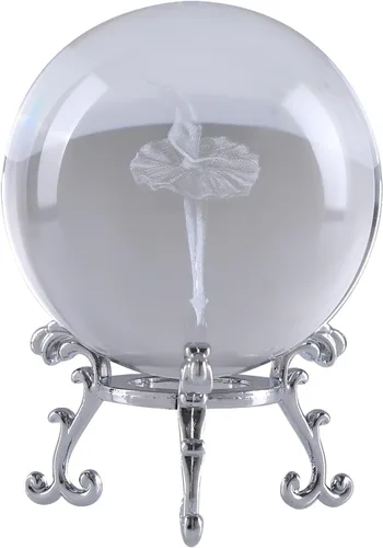 Vista 5 de Pesos de papel de 60 mm con bailarina de ballet grabada con láser 3D en cristal - Diseño de bailarina elegante de 2.3 pulgadas con soporte