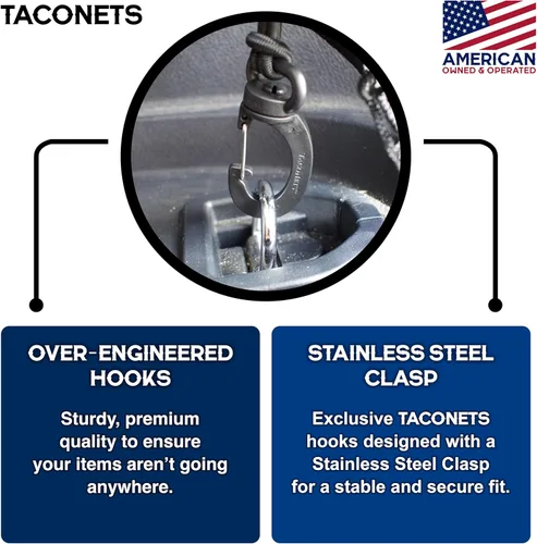 Vista 3 de Red de carga sobre de TacoNets para Toyota 4Runner - Compatible con 2010-2024 con 2ª fila - Bungee de 5 mm mejorado - Bolsa de almacenamiento