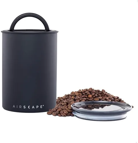 Vista 2 de Airscape - Recipiente para café de acero inoxidable, juego de 2, contenedor de almacenamiento de alimentos, tapa hermética patentada de Estados