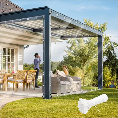 Vista 9 de Lona impermeable transparente de 3 x 6 pies, lona de PVC de 11.8 mil con ojales y brida para cables, cubierta resistente de servicio pesado al
