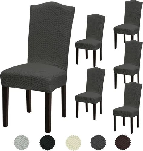 Vista 62 de Juego de 6 fundas elásticas para sillas de comedor, extraíbles y lavables, para sillas de comedor, hotel, ceremonia