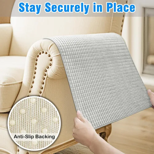 Vista 5 de Fundas para brazos de sofá, fundas impermeables para reposabrazos de sofá, sillón, sofá biplaza, funda para reposacabezas, funda antideslizante