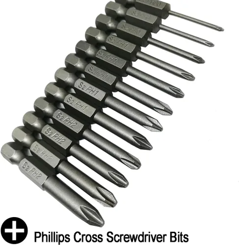 Vista 5 de Phillips Cross Screwdriver Bits, 12Pcs 1/4 Hex Shank Magnetic Cross Phillips Screw Head Screwdriver Bits Electric Screwdriver Set Power Tools 2