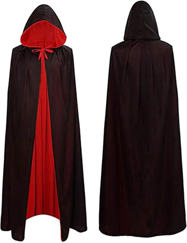 Lulu Home Capa de vampiro de Halloween capa de vampiro reversible con capucha para Halloween adultos cosplay negro y rojo