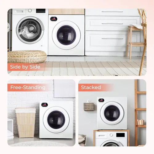 Vista 6 de EUHOMY Secadora portátil con manguera de escape, cuatro funciones de secado, seca hasta 9 libras de ropa, mini secadora de 1400 W con revestimiento