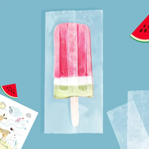 Vista 3 de Bolsas de paletas de hielo, bolsas gruesas de helado congelado, bolsas de plástico de 8.6 x 4.3 pulgadas, 200 piezas