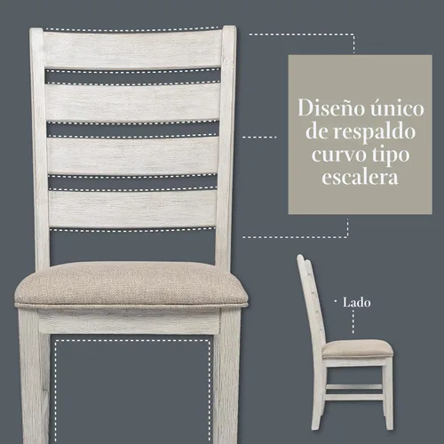 Vista 8 de Signature Design by Ashley Skempton - Silla de comedor moderna de granja, 2 unidades, diseño de respaldo de escalera, madera, 17.75 pulgadas