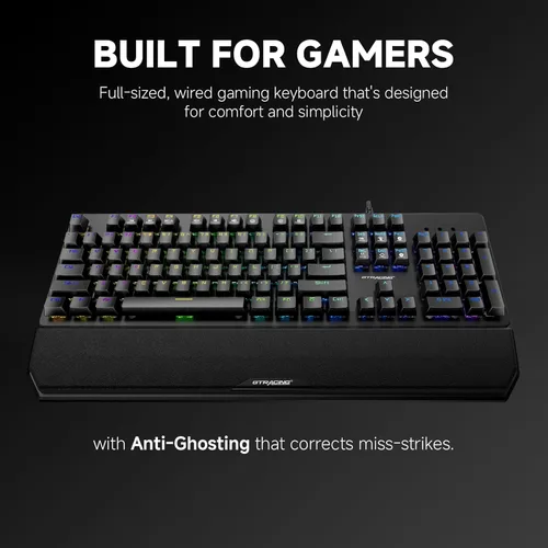 Vista 3 de GTRACING Mechanical Gaming Keyboard Typewriter with Wrist Rest, RGB Lighting, Tactile Mechanical Switches, Programmable Macro Keys for Laptop MAC PC