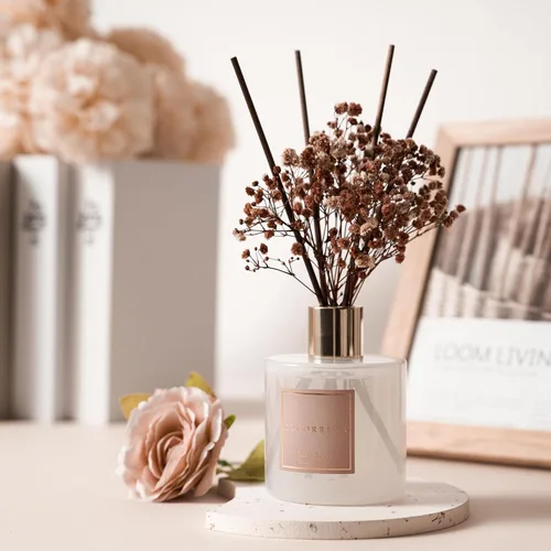 Vista 3 de Cocorrína Juego de difusor de varillas - Difusor perfumado de rosa satinada con varillas para el hogar, difusor de varillas para decoración