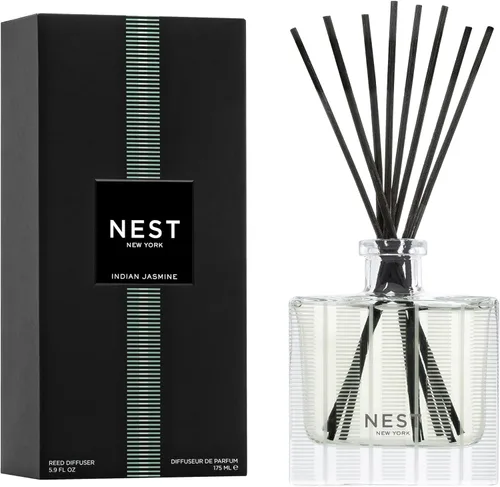 Vista 14 de NEST New York Difusor de cañas, limón y menta Amalfi – 5.9 onzas líquidas – Fragancia para hasta 90 días – Soporte de vidrio reutilizable