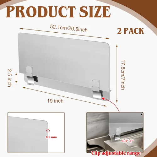 Vista 2 de Ferraycle 2 Paquetes Protector contra Salpicaduras de Acero Inoxidable para Freidora Protector contra Salpicaduras y Derrames Comercial para Estufa