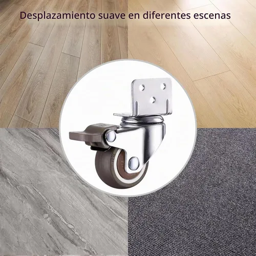Vista 6 de Rueda giratoria de placa en forma de L de 1.25 pulgadas, con ruedas de goma de freno, ruedas de montaje lateral para capacidad de carga de 120