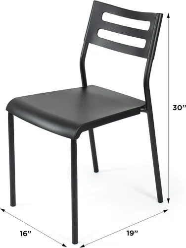 Vista 3 de Humble Crew Silla de Escritorio sin Ruedas, Negro, 16"An x 19"Pr x 30"Al, 200 lbs Máx - Silla de Plástico Ligera para Espacios Pequeños - Silla