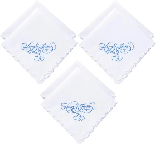 Pañuelos bordados para boda, lágrimas felices, pañuelos de boda con bordes de encaje festoneados para el día de la boda novia