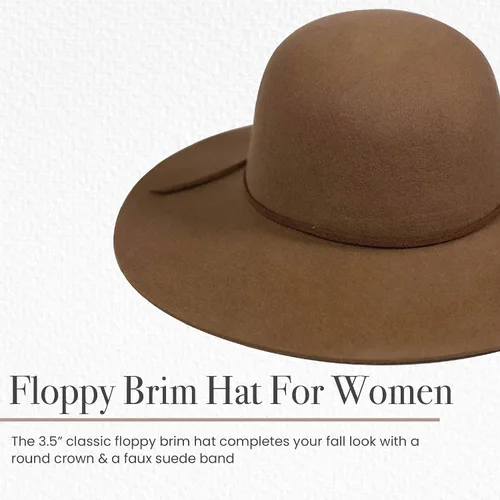 Vista 4 de San Diego Hat Company Floppy para mujer con corona redonda y banda de ante sintético