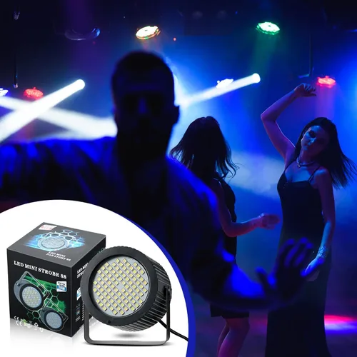 Vista 7 de Funtery 2 luces estroboscópicas brillantes de Halloween, 88 LED, iluminación intermitente para fiesta, sonido y modos de velocidad, luces