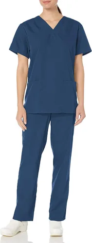 Cherokee Men and Women Scrub Set, Modern Fit V-neck Scrub top with Mid Rise Drawstring Pants WW530C