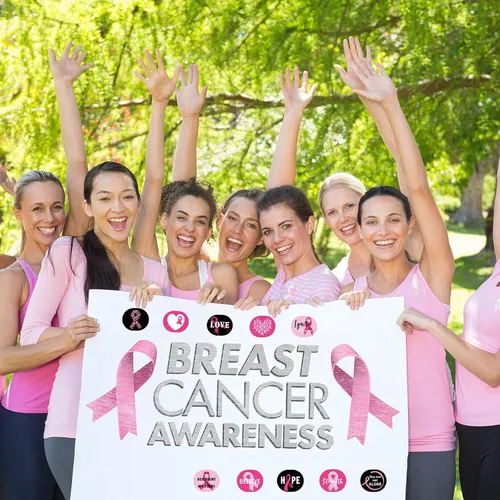Vista 7 de 200 calcomanías de concientización sobre el cáncer de mama, calcomanías de cinta rosa para concientización sobre el cáncer de mama, calcomanías