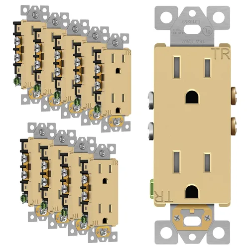 Vista 49 de ENERLITES, Silver Elite Series - Toma de corriente decorativa para niños, resistente a manipulaciones, autoconectable, 2 polos, grado residencial