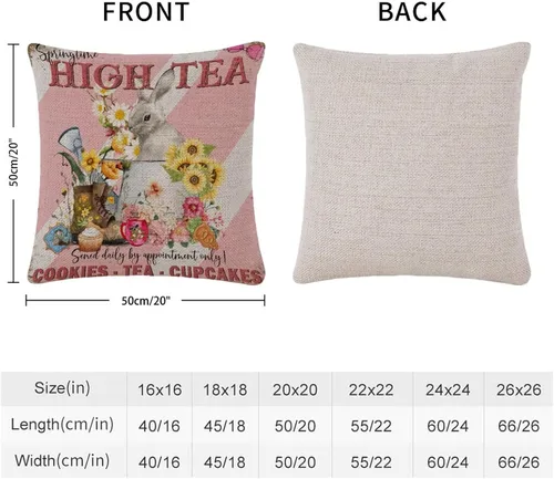 Vista 19 de Fundas de almohada vintage de conejo de Pascua, flores de primavera, huevos de Pascua, Navidad, 16 x 16 pulgadas, funda de almohada de lino