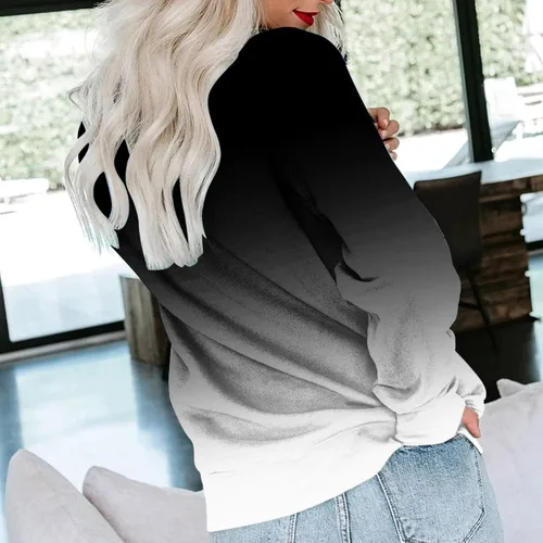 Vista 4 de Ceboyel Camisas de manga larga para mujer, sudadera con cuello redondo, informal, de manga larga, a la moda, ajuste holgado, ropa de otoño 2023