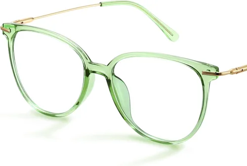 Vista 10 de Gaoye - Gafas de bloqueo de luz azul - Marcos redondos TR90 de moda, brazos de metal, protección UV400 - Estuche suave a juego
