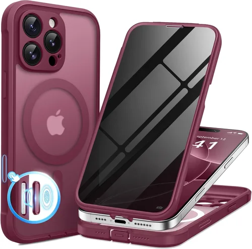 Vista 66 de BERFY Funda para iPhone 16 Pro, compatible con MagSafe, protector de pantalla de vidrio templado 9H integrado y protección de cámara, funda